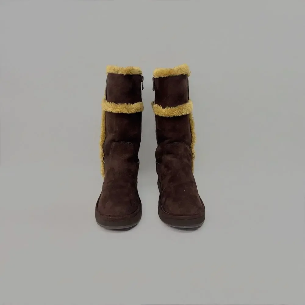 MK Michael Kors Alina Girls’ Brown Faux Fur Boots - Size 2